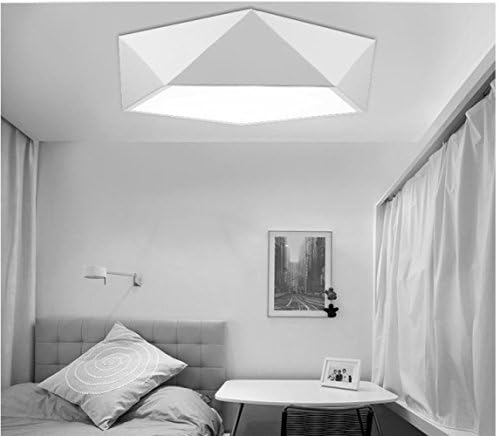 Geometric Led Ceiling Lamp Creative Bedroom Lamp Simple Modern Living Room Remote Control Switch Lighting Personality Lighting,White,52cm