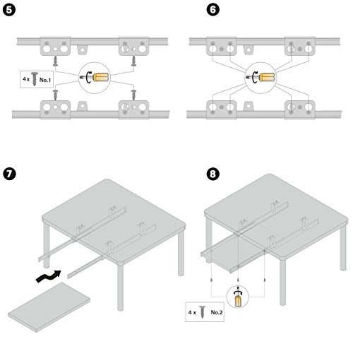 FIX&EASY KUGELAUSZUG FÜR TASTATUR ODER FLACHBETTSCANNER SCHIENEN SCHWARZ 500 MM TASTATURAUSZUG FÜR TASTATURSCHUBLADE UND TASTATURABLAGE - 6