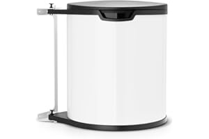 Brabantia - Built-in Bin 15L - Mały Kosz na Śmieci do Kuchni - Do Zabudowy pod Szafką - Wyjmowane Wewnętrzne Wiadro - Dołączone Worki na Śmieci - White - 30 x 30 x 35 cm