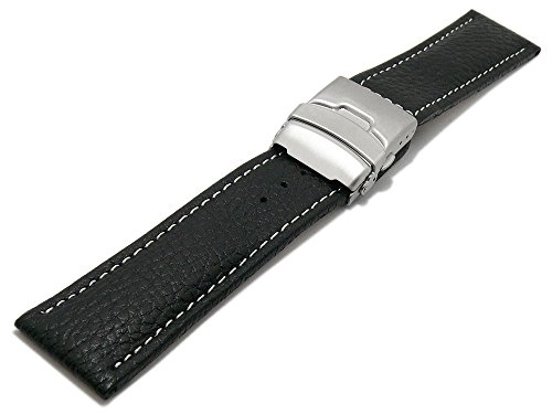 Meyhofer Uhrenarmband Drayton 26mm schwarz Leder genarbt helle Naht mit Faltschließe MyHeklb90/26mm/schwarz/hN/FS Meyhofer Uhrenarmband Drayton 26mm schwarz Leder genarbt helle Naht mit Faltschließe MyHeklb90/26mm/schwarz/hN/FS