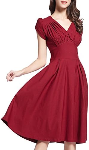 Sweetmeet Women's Retro 1950'S V Neck Rockabilly Prom Swing Party Dress XXL Navy