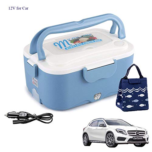 Levoberg Boîte Chauffante Electrique 12 V pour Voiture avec Sac Isotherme de Transport Boîte Chauffante Allume Cigare Bleu