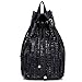 Produktbild CJWLOY Damenmode Leder Rucksack Schwarz Herbst Und Winter Plissee Strahl Mund Echtes Leder Weibliche Damen Mädchen Rucksack Leder Rucksack Schultasche Reisetaschen