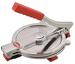 Krzone Heavy Quality Stainless Steel 6 inch Dia.Puri Maker Press Machine with Hand Manual Stainless Steel Roti Press Papad/Khakhra/Chapati Make