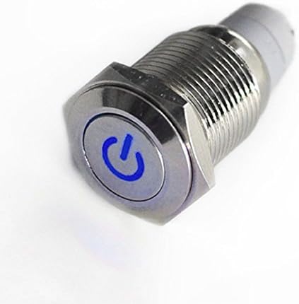 TILY DC12V 16mm 5/8" Blue Ring Led Metal Momentary Push Button Switch Car DIY Switch (Blue)