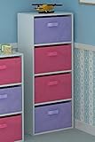Home Source Tier Toy Storage Unit Kids Chest of 4 Canvas Drawers for Bedroom or Playroom ()