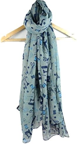 Claudia & Jason® Dressmaker Sewing Machine Scissors Needles Cotton Reels Dresses Print Scarf