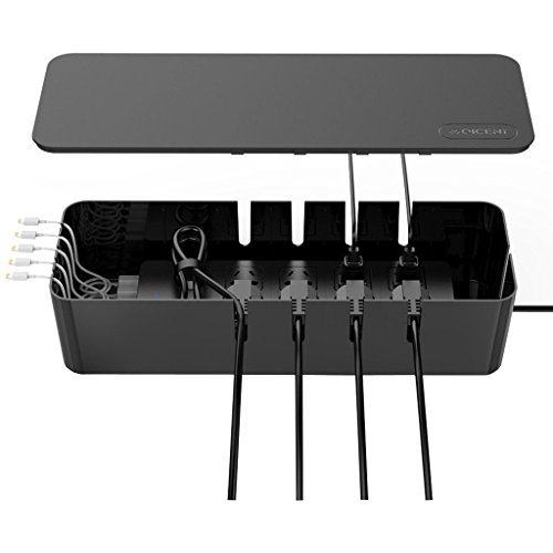 Preisvergleich Produktbild QICENT CableBox Überspannungsschutz Steckdosenleiste Kabelmanagement -Box mit Gummifüßen schwarz