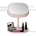 Produktbild AMMBER Beleuchteter Make-up Kosmetikspiegel mit Tischlampe für Schlafzimmer Haus, Smart Schminkspiegel mit Touch-Sensor-LED-Nachtlicht für Frauen (Rosa, ABS)