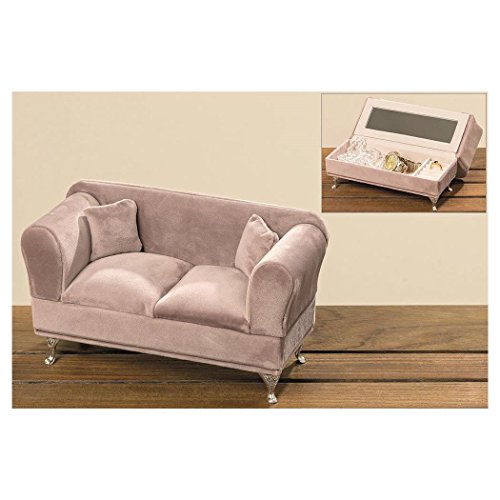 Preisvergleich Produktbild Schmuckbox, Schmuckkasten, Schmuckschatulle - Schmuckaufbewahrung Couch Altrosa, silberne Füße L23cm