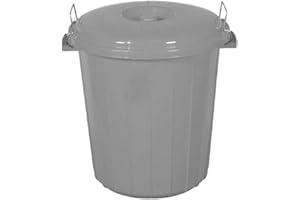 Muddy Hands Plastic Bin Indoor Kitchen Outdoor Garden Rubbish Waste Recycling Dustbin Animal Feed Pet Food Storage (Grey, 50 Litre)