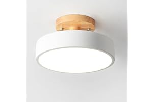 CHAO ZAN LED Ceiling Lamp 3 Colors Modern Wood Base Indoor Round Semi Flush Mount Ceiling LED Light Nordic Modern metal Creative Spotlight Downlight Fitting for Living Room Bedroom Kitchen Hallway (white)