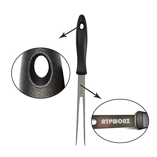 Atpwonz 2er Fleischgabel spülmaschinenfest aus Edelstahl zwei Zinken Gabel 29 cm - 3