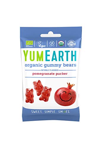 Pack de 6 bolsitas de 50g de ositos orgánicos sabor granada YUM EARTH