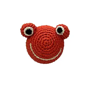Captain Zack Crochet Frog Interactive Chew Dog Toy | Hand-Made with AZO Free Dye & Safe to Use Yarn | Red