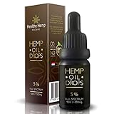 Hemp Oil Drops 5 % , Organic Full Spectrum Co2 Extract, Great for Pain, Anxiety & Stress Relief [ 10ml ] Best from The Netherlands