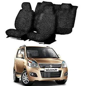 Chiefride Cotton Car Seat Cover for Maruti Suzuki Wagon R (5 Seater) (Black) (All Detachable Headrest)