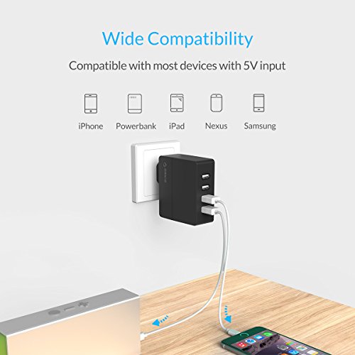 ORICO USB Ladegerät 4 Anschlüsse, 34W, Schnell Ladegeschindigkeit – für iPhone, iPad, Samsung Galaxy, HTC, Moto, LG, Android Smartphones und Tablets – Schwarz - 4