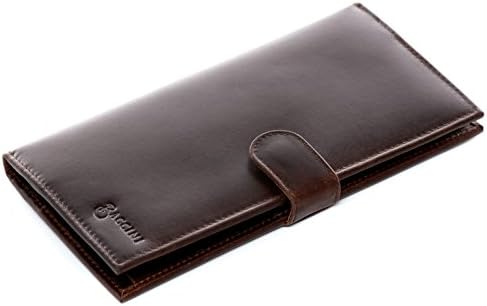 BACCINI Billfold Wallet Leandro Large Portemonnaie Real Leather Wallet and Mobile Purse in one Leather Bag Men Brown