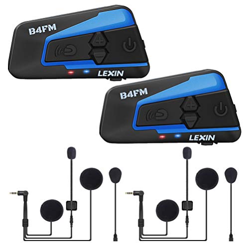 LEXIN Pro B4FM Auriculares Intercomunicador Moto Bluetooth, intercomunicador Casco Moto con FM, Comunicación Intercom cancelación de Ruido, Manos Libres para Moto ATV, comunicador Moto hasta 4 Jinetes