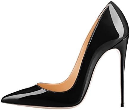 SexyPrey Women's Big Size Patent Stiletto High Heels Pointed Toe Pumps Shoe for Party Dress Black Patent Uk12