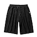 Produktbild Karinao Leinen Baumwolle Shorts Männer Herren Sommer Solid Beach Casual Elastische Taille Klassische Passform Hosen Kurze Hosen (4XL,Schwarz)