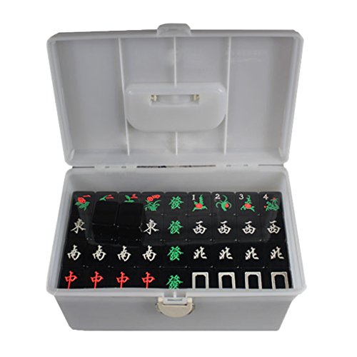 LI JING SHOP - Home hand type Mahjong card, black Acrylic Portable Mahjong, Leisure entertainment Table play toy, Size: 3.8 * 3.0 * 2.0CM /4.0*3.1*2.1CM ( Size : 3.8*3.0*2.0CM )