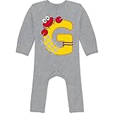 Anfangsbuchstaben Baby - G Schifffahrt - 12-18 Monate - Grau meliert - BZ13 - Baby-Body Langarm für Jungen und Mädchen