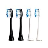 YASI Electric Toothbrush Heads Pack of 4 Replacement Heads Refills for Electric Rechargeable Toothbrush White Black
