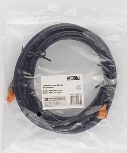 mumbi 3m CAT.5e Ethernet Lan Netzwerkkabel – CAT.5e (RJ-45) 3 Meter Kabel in schwarz - 6