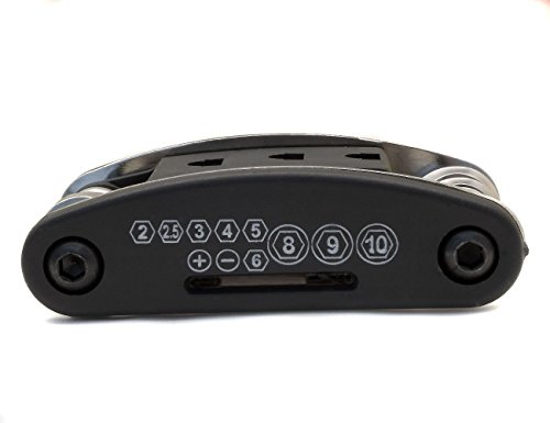 OUTDOOR SAXX 15-in-1 Auto Fahrrad Moped Motorrad Reise Multifunktions Bike MultiTool RepairTool | zB. für Rucksack, Satteltasche, Schraubendreher Kreuz und Schlitz, Schraubenschlüssel, Steckschlüssel, Nuss, Imbus - 5