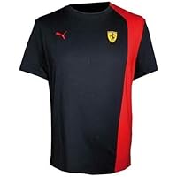 Camiseta hombre Ferrari negra con inserción asimétrica en rojo talla S