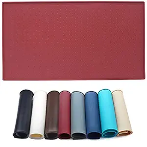 AMZNOVA Dog Feeding Mat, Silicone Pet Food Mat, Food Grade Waterproof Anti-Messy Raised-Edges Mat for Puppy Kitty Dog Cat, L(24x16inch), Burgundy
