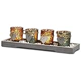 weihnachtsdeko aus holz selber machen vorlagen Auch eine super Geschenkidee INtrenDU Teelichthalter-Set Holz Tablett Tischdekoration Landhaus Windlicht Weihnachtsdekoration innen