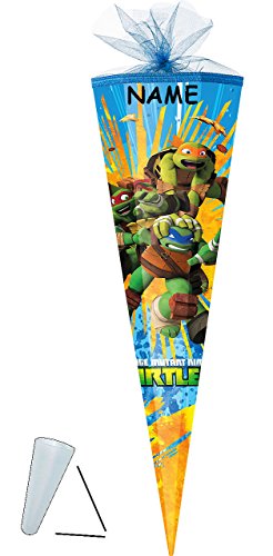 Preisvergleich Produktbild Unbekannt Schultüte - Teenage Mutant Ninja Turtles - 85 cm - eckig - incl. Namen - Tüllabschluß - Zuckertüte - mit / ohne Kunststoff Spitze - für Jungen - Turles He..