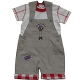 Baby Boys 0-12 Months 2 Piece Dungaree Set, Tourist Dog Embroidery.