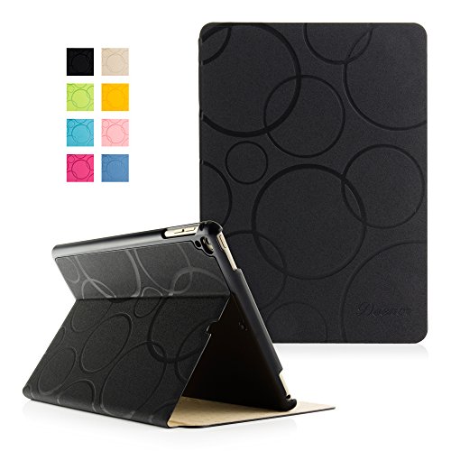 iPad Air Hülle, DEENOR Colour Series Premium PU Leder Ultra Slim Light Weight Auto aufwachen / Schlaf Funktion Schutzhülle Hülle für Apple iPad Air iPad 5. (Black circles)