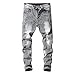 Produktbild B-commerce Herren Denim Hosen Fashiona Stretchy Ripped Skinny Biker Jeans Destroyed Taped Slim Fit Gerade Hüft Pop Hose Reißverschluss Hosen