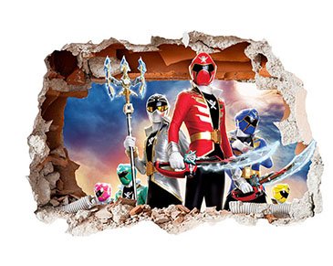 Power Rangers Design Children's Repositionable Self Adhesive Vinyl 3D Hole in the Wall Sticker Décor