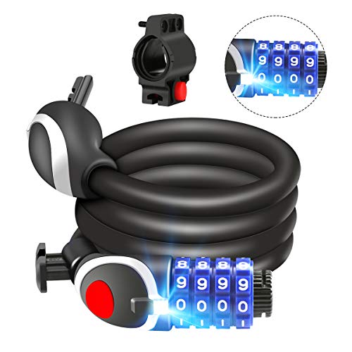 Awroutdoor Lucchetto per Bici Catena per Bici Alta Sicurezza Lucchetto a 4 cifre Combinazione resettabile Cavo di Sicurezza per Bicicletta, 1,2 mx12 mm