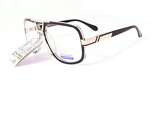 lunettes de soleil aviateur verres clairs transparents 025104bc (monture noire/or verres transparents, largeur:140mm hauteur:54mm)