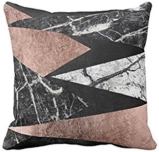 Elegant Modern Marble, Rose Gold, &amp; Black Triangle Throw pillowcase 16*16