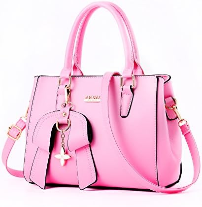 MINICE Women Totes Bag,Fashionable Top-handle bag Shoulder Bag,PU Leather Satchel Handbags with beautiful Bow pendant make you a fashionista.(Pink)