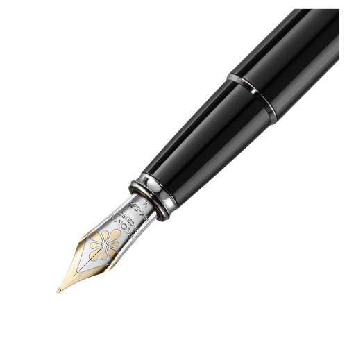 Diplomat Excellence a Broad Nib Chrome Cap Fountain Pen with 14ct Finely Chiselled/ Polished - Black Lacquer