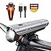 Produktbild OUTERDO LED Fahrradlichter Set, StVZO Zugelassen USB Wiederaufladbare LED Fahrradlicht Set, LED Fahrradbeleuchtung Set inkl.Frontlicht und Rücklicht, Wasserdichte Fahrradlampe Set, 2600mAh Akku