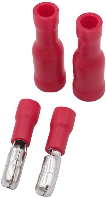 Grapelet Cable lugs x 100 โ round plug red x50 / round plug sleeves red x50 โ crimp connectors, insulated โ for cars, electronics and hobbies.