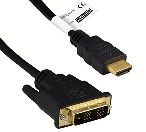 mumbi HDMI auf DVI Kabel / HDMI 19-pol Male auf DVI-D 18+1 Male - VERGOLDETE Kontakte - 10 Meter