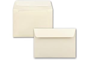 ‎FARBENFROH BY GUSTAV NEUSER 100x Briefumschläge Vanille-Creme DIN C6 Format 11,4 x 16,2 cm - Haftklebung - Kuverts ohne Fenster - Weihnachten, Grußkarten & Einladungen - Für A6 & A4 Papier