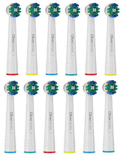 12 Recambios cepillo compatible con Oral B - Cabezales cepillos con Tapas de Oliver James (Hilo Dental)