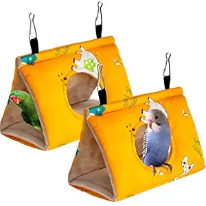 Weewooday 2 Pieces Winter Warm Bird Bed Bird Hut Cage Bird Hammock for Conures Parrot Cockatiels Lovebird Canary Finch Parakeet Cave Hanging Tent Sleeping Bird Nest Snuggle House Accessories